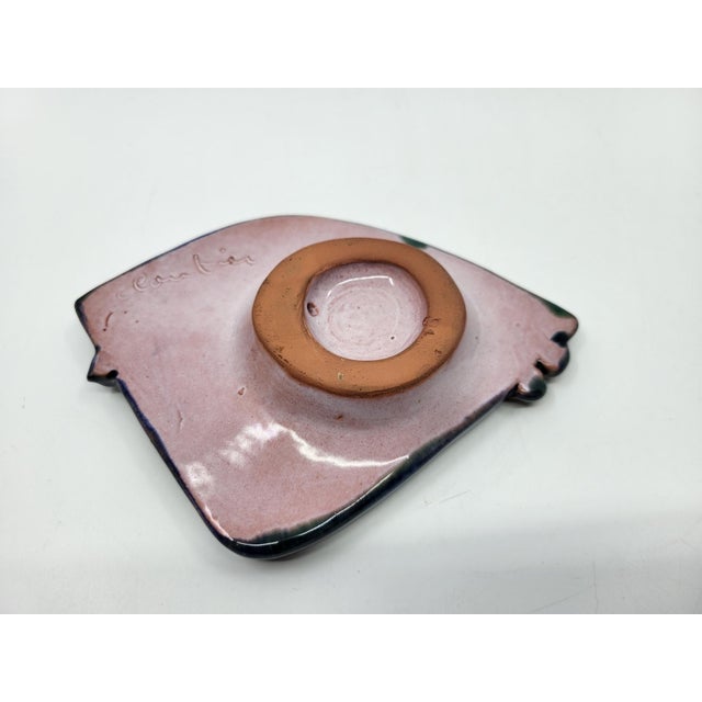 Blue Ceramic Trinket Tray with Bird Decoration, France, 1950 For Sale - Image 8 of 10