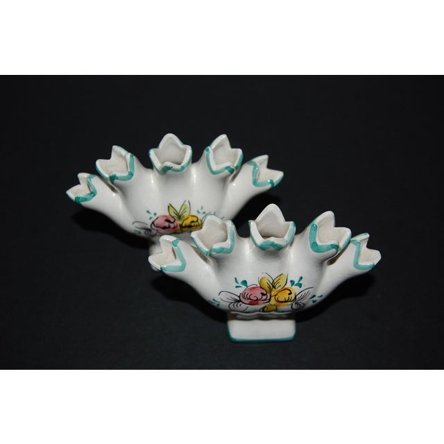 Add a touch of charming Portuguese pottery to your décor with this **Vintage Elba Alcobaça Portugal Finger Scalloped Bud...
