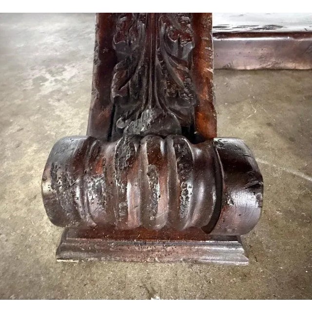 Monumental Spanish Revival Carved Trestle Dining Table, Early 20th Century For Sale - Image 15 of 17