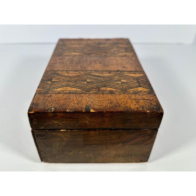 Antique Tunbridge Marquetry Inlaid Trinket Box For Sale - Image 6 of 10