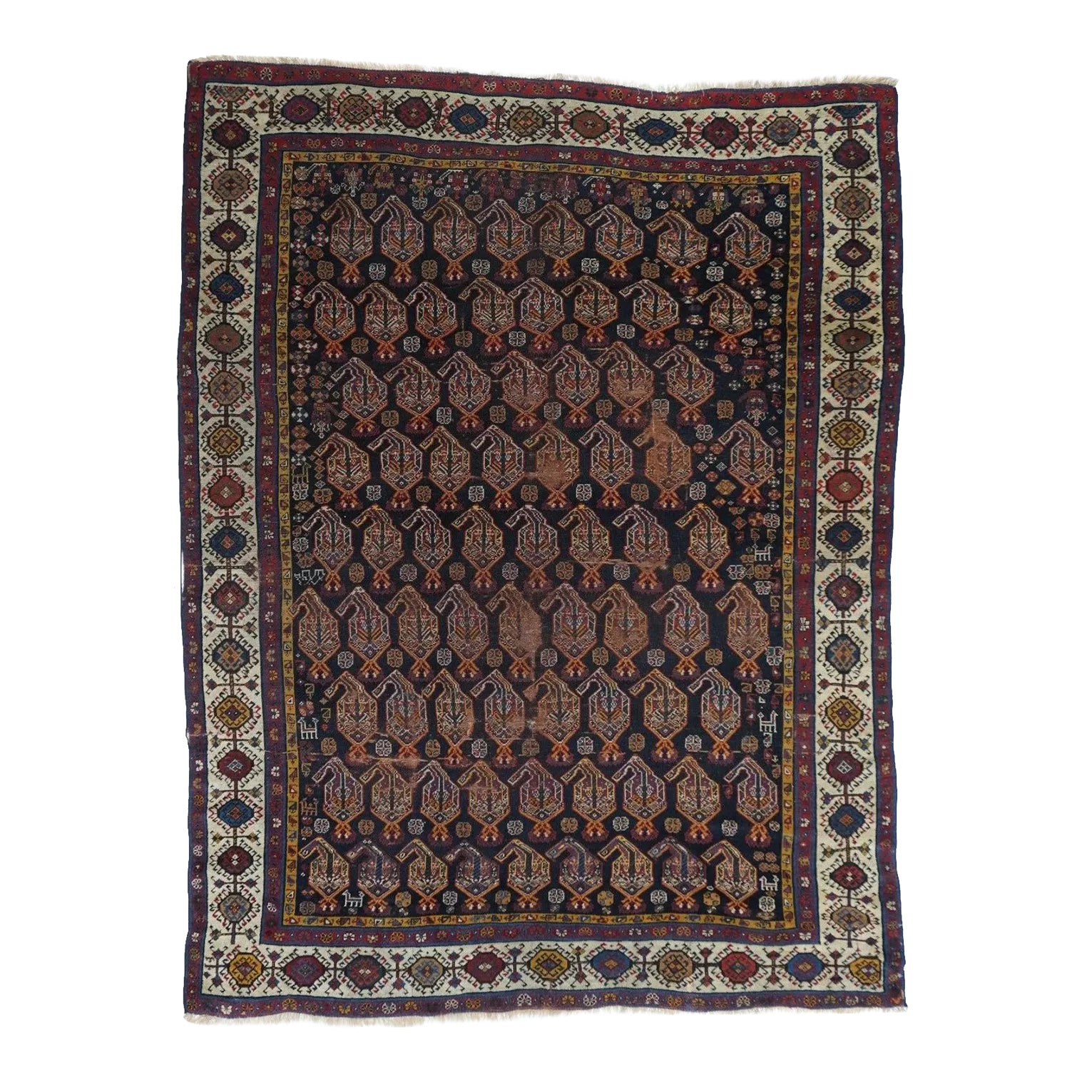 Antique Khamseh Rug 5'9'' x 7'5'' | Chairish