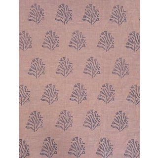 Jillian Helvey Hand-Block Printed Linen Fabric- 1 yard For Sale