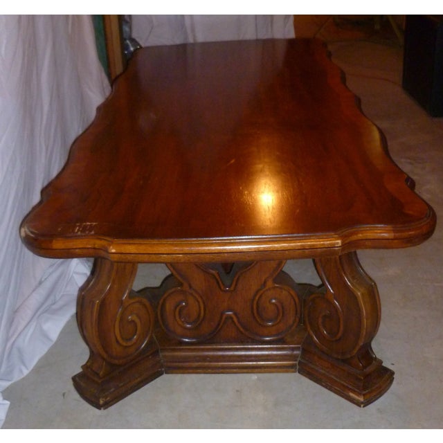 VTG Table Wood Mid-Century Modern MCM Glow Appetizer Coffee Table Game Mariner Tommy Bahama Style Thomasville the Reserve Curves For Sale - Image 9 of 11