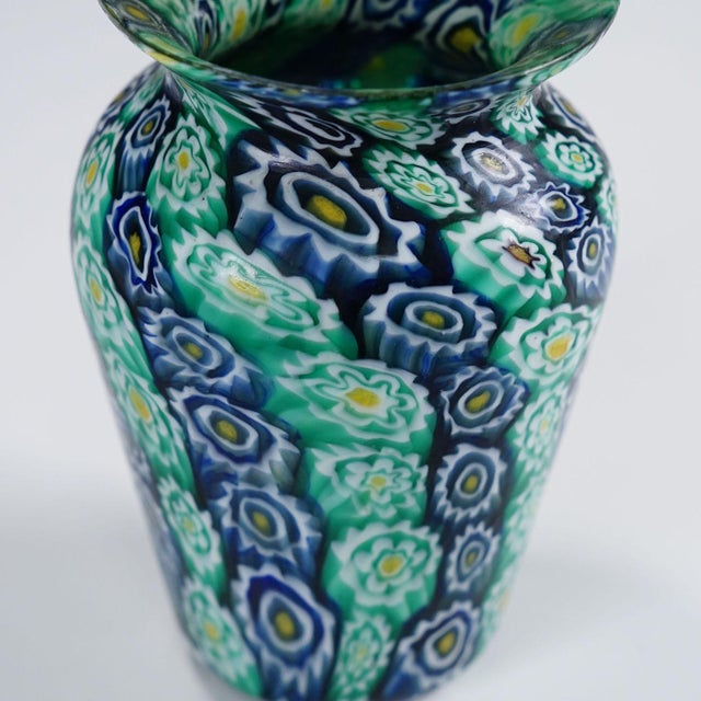 1920s Antique Millefiori Vase Green Blue, Fratelli Toso Murano Ca. 1920s For Sale - Image 5 of 5