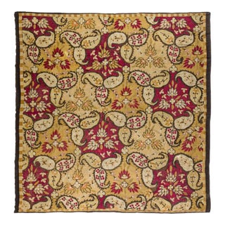 Antique French Aubusson Square Rug With All-Over Floral Design - Rug & Kilim For Sale