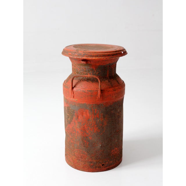 Vintage Farmhouse Red Milk Can For Sale - Image 6 of 17
