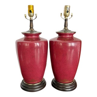 Late 20th Century Oxblood Red Glazed Ceramic Table Lamps, a Pair For Sale