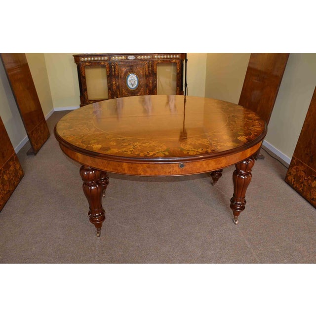 Burr Walnut Marquetry Dining Table and Chairs, 1990s, Set of 19 For Sale - Image 17 of 18