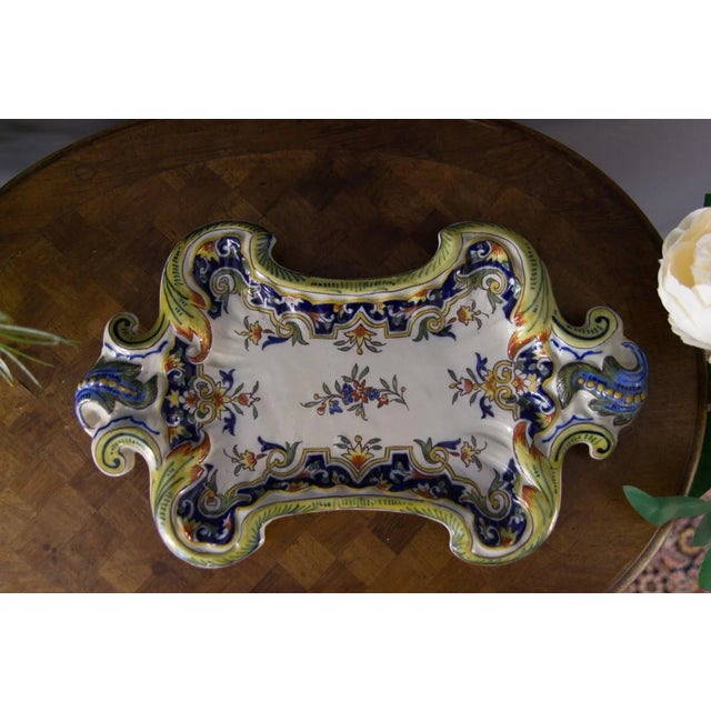 Vintage French Ceramic Wall Plate from Rouen For Sale - Image 15 of 18