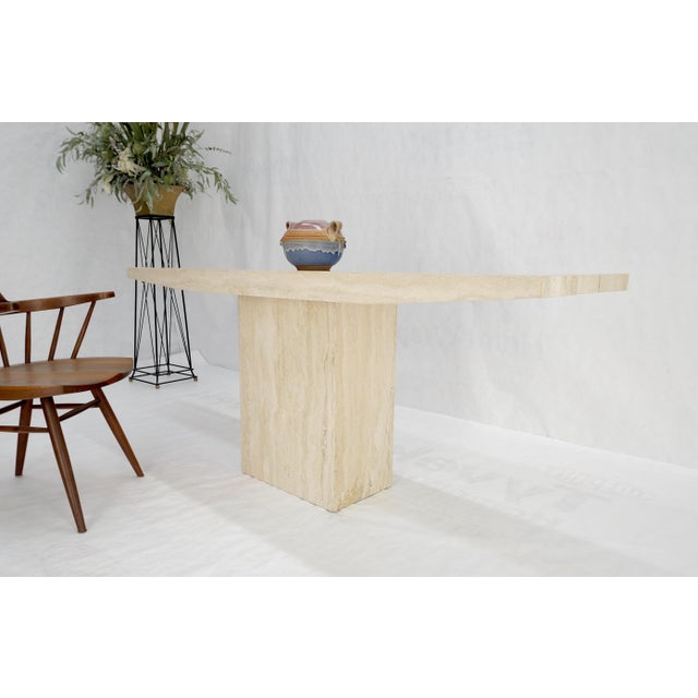 Made in Italy Single Pedestal Base Travertine 6 Foot Console Sofa Table For Sale - Image 11 of 12