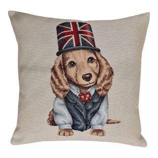 The British Gentleman Tapestry Cushion With Feather Filler - 46x46cm (18"x18") For Sale