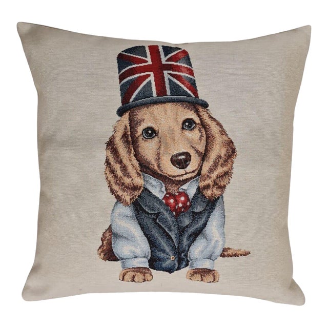 The British Gentleman Tapestry Cushion With Feather Filler - 46x46cm (18"x18") For Sale