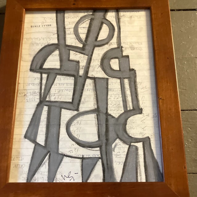 Abstract Contemporary 2 Original Wayne Cunningham Abstract Pastel Drawings Framed-A Pair For Sale - Image 3 of 6