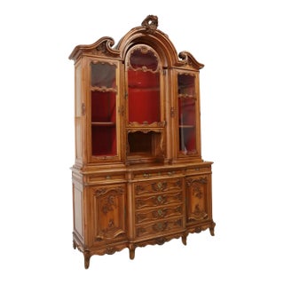 1800s Antique Schmit Louis XV Style, With Glazed Doors, Walnut Display Sideboard For Sale