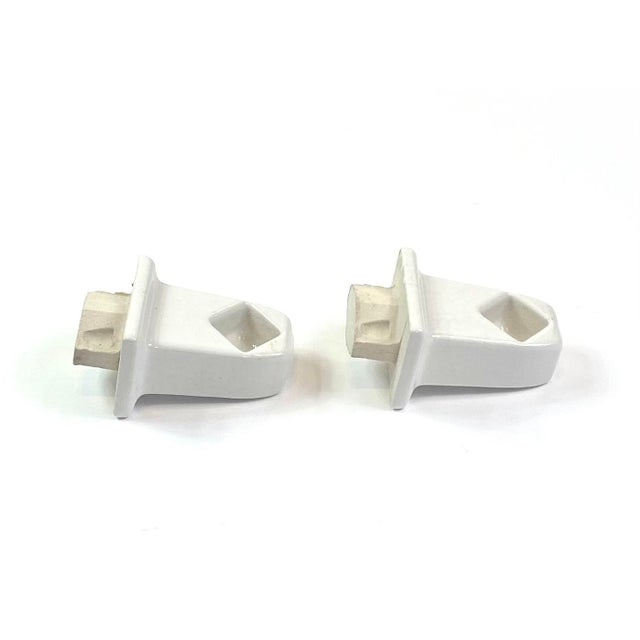 1930s White Tile in Porcelain Ceramic Towel Bar Ends / Brackets for Square  Rod - a Pair