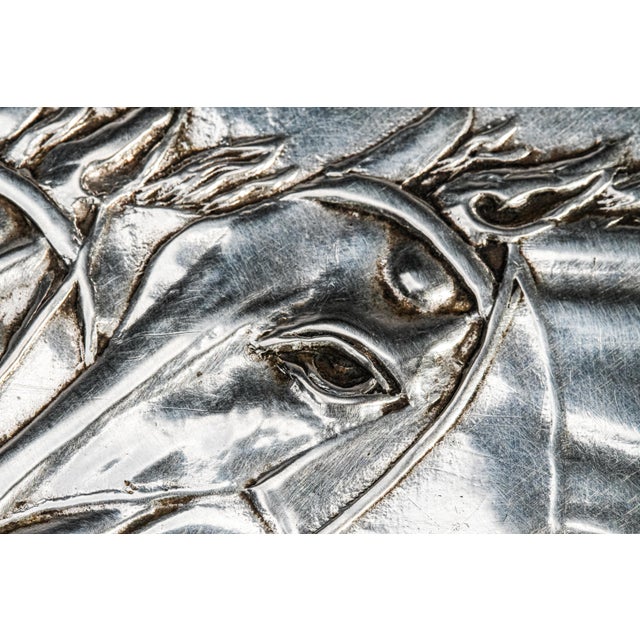 1900 - 1909 Amazing High Quality Antique Horse Equestrian Theme 875 Imperial Russian Silver Cigarette Case Holder For Sale - Image 5 of 16