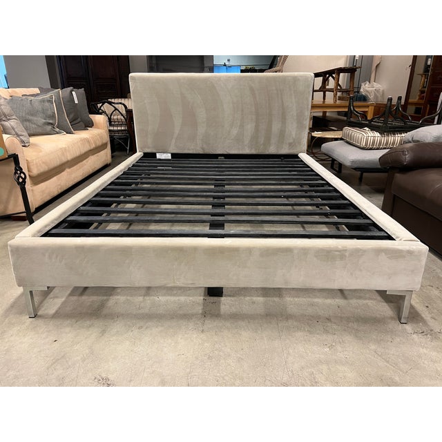 Queen Size Saatva Santorini Taupe Vintage Velvet Bed Frame Chairish