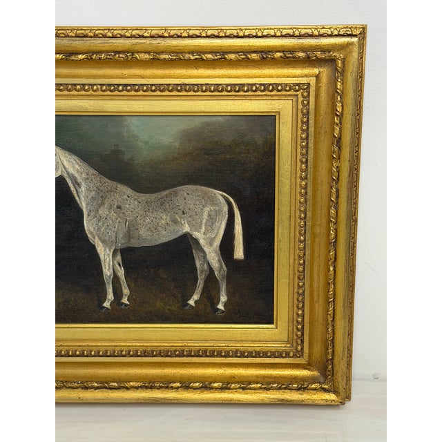 Victorian Grisette Grey Mare Equestrian Oil Painting Dated 1925 Painted From Life at Nantwich With Links to the Grosvenor Sporting Sphere and Cheshire Hunt For Sale - Image 3 of 18