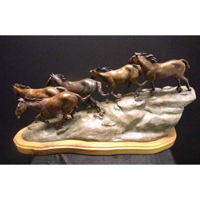 "Running Horses" by Don Hunt Limited Edition Bronze Sculpture Hand signed by the artist Size: 14" x 35"x 18" Edition...