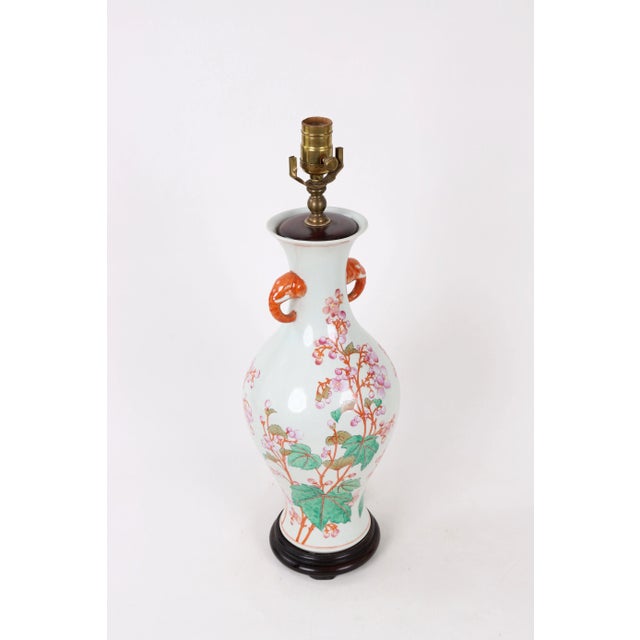 Asian Vintage Lamp With Elephant Ear Handles For Sale - Image 3 of 7