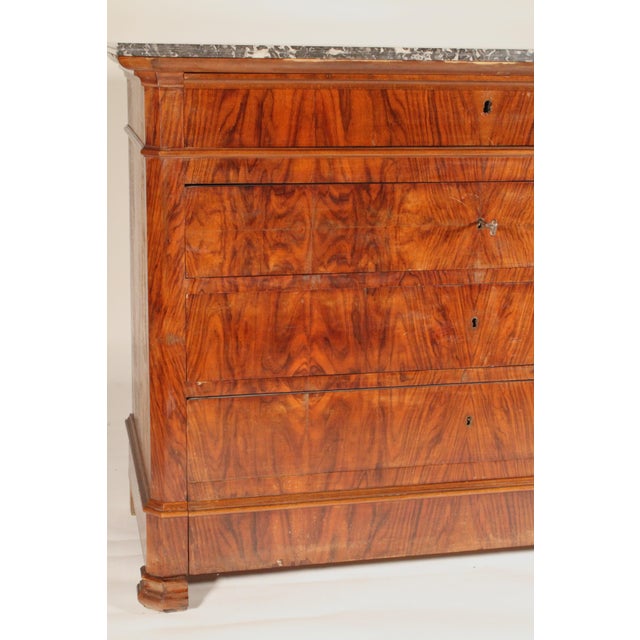 Antique Louis Philippe Style Burl Walnut Chest of Drawers With Marble Top For Sale In Los Angeles - Image 6 of 11