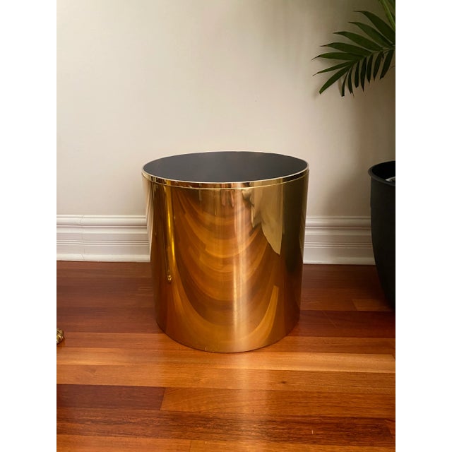 Gold 1970s Paul Mayen for Habitat Architectural Supplements Mirrored Gold Drum Cylinder Planter For Sale - Image 8 of 8