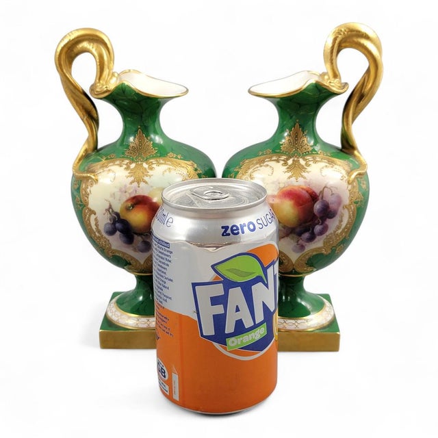 1900 - 1909 Fallen Fruits Ewers by R. Seabright for Royal Worcester, 1908, Set of 2 For Sale - Image 5 of 18