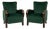 Art Deco Velvet Lounge Chairs in Dark Green Velvet, Set of 2 For Sale