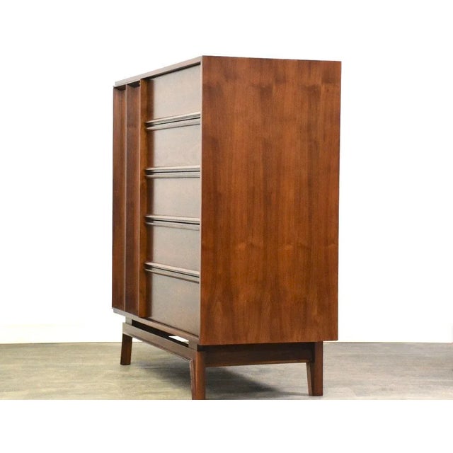Refinished Walnut Mid Century Dresser Armoire For Sale - Image 4 of 11