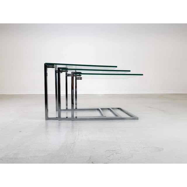 1970s Mid-Century Nesting Tables by Milo Baughman, 1970s, Set of 3 For Sale - Image 5 of 13