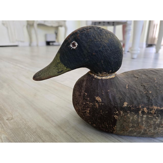 Antique Hand-Stamped "K" Rig Cork & Wood Black Duck Decoy - Early 20th Century Americana For Sale - Image 9 of 12