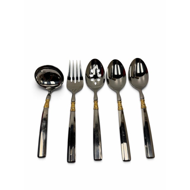 Mid 20th Century Vintage Gorham Aureate Collection Gold Accent Flatware Service for 12 - With Chest - 68 PCS Total For Sale - Image 5 of 8