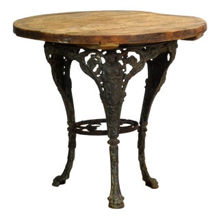 Cast Iron Garden Table with Pine Top, 1890 For Sale
