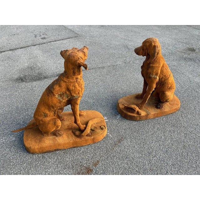 Monumental Cast Iron Hunting Hounds After Henri Alfred Jacquemart, Set of 2 For Sale - Image 12 of 15