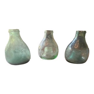 19th Century Green and Blue French Glass Fly Catchers - Set of Three For Sale