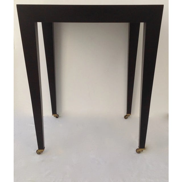 Donghia C.1993 Donghia "Madrid" Square Side/End Table With Brass Sabots Castors For Sale - Image 4 of 11