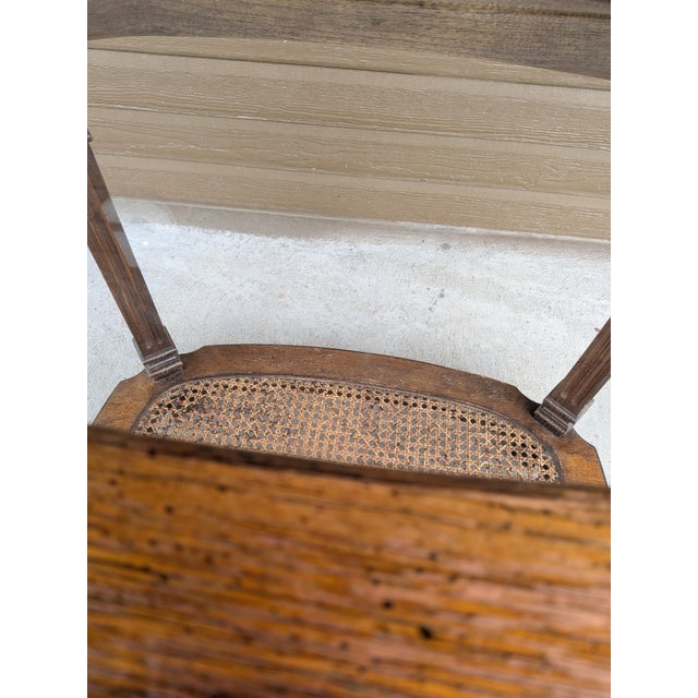 Vintage Two Tier Oval Glass Wood Woven Cane End Table Mid Century Neoclassical. For Sale - Image 13 of 13