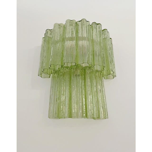 Green Green Murano Glass Tube Wall Sconces, 1990s, Set of 2 For Sale - Image 8 of 14