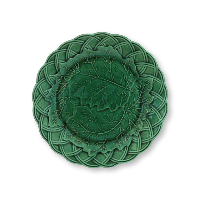 Antique English Green Majolica Plates, Set of 10 For Sale - Image 4 of 4