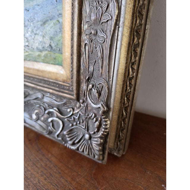 Impressionist Late 20th Century Original Landscape Oil Painting in Ornate Carved Wood Frame, Impressionist Countryside Artwork, Cottage Wall Decor, Nature Art For Sale - Image 3 of 13
