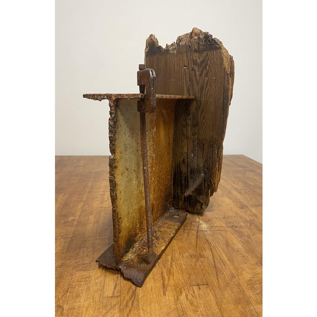 Vintage Mid-Century Modern Steel Beam and Driftwood Sculpture - Circa 1950’s For Sale - Image 4 of 18