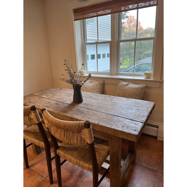 Rustic European Petit Handcrafted Farm Table For Sale - Image 3 of 3