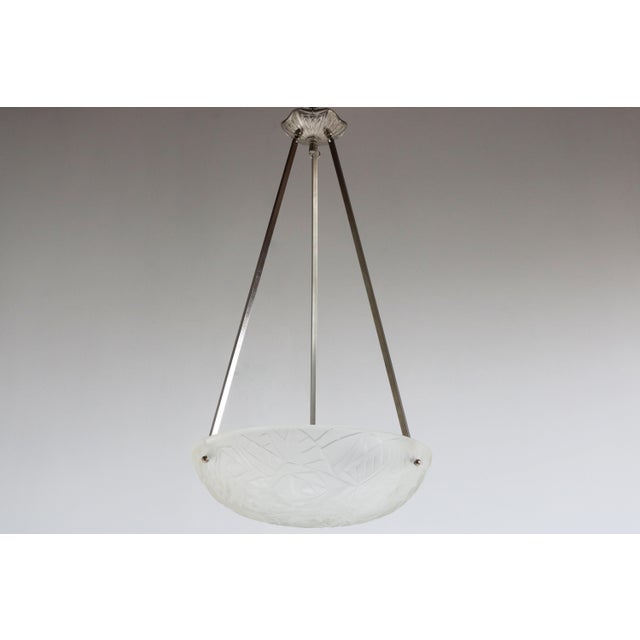 Vintage French Art Deco Geometric Pendant Light by Jean Noverdy, 1930 For Sale - Image 11 of 11