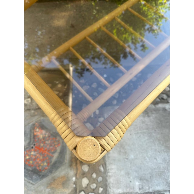 Contemporary Danish Bamboo and Smoked Glass Coffee Table, Denmark, Circa 1960 For Sale - Image 3 of 5