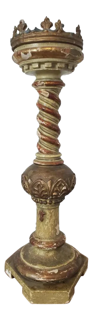 19th Century Italian Carved Gilt Wood Altar Candle Pricket