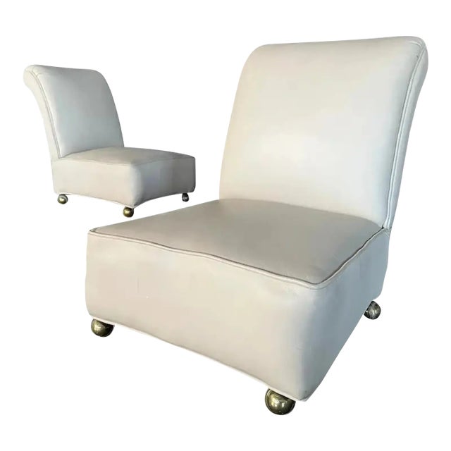 1950s Mid-Century Modern, Italian Leather Slipper Chairs Circa 1950s For Sale