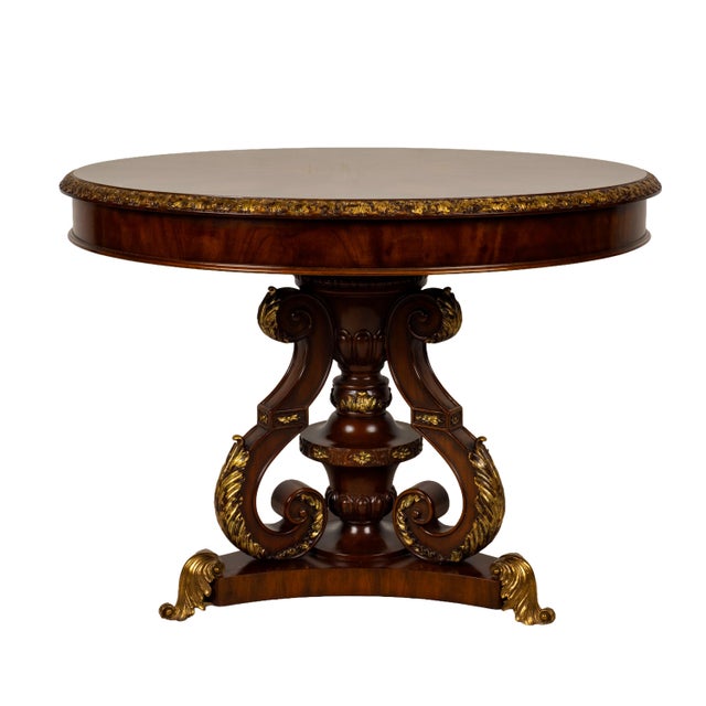 Exceptional Maitland-Smith Spiro Center Table, model 8101-35, featuring an extraordinary handcrafted parquetry and...