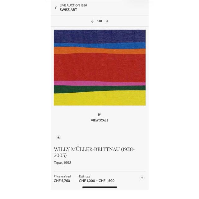 1990s Willy Müller-Brittinau (1938-2008), Modern Abstract Acrylic, Painted on Stretched Canvas, Signed on Verso, Dated For Sale - Image 5 of 5
