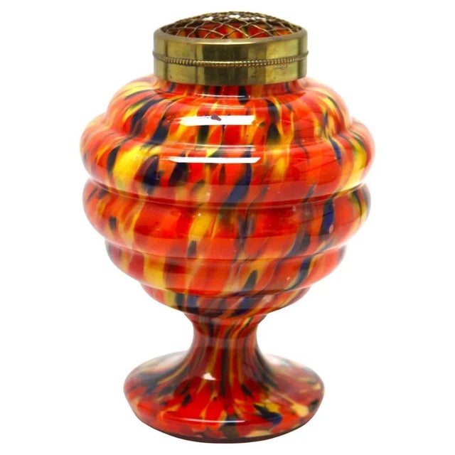 Pique Fleurs Vase in Multi Color Decor with Grille, 1930s For Sale - Image 13 of 13
