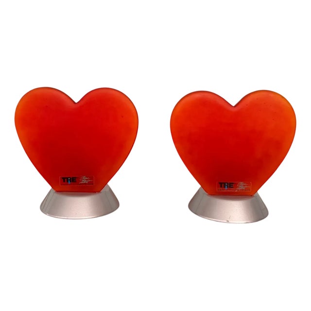 Heart Table Lamps in Murano Glass by Carlo Nason for iTtre, Italy, 1990s, Set of 2 For Sale